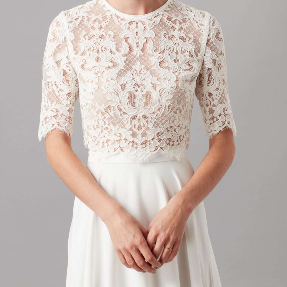 Catherine Deane Bhldn Dasha White Ivory  Lace Top New